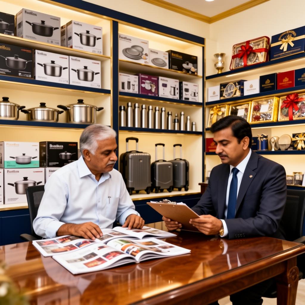 Corporate procurement team reviewing gifting samples and brand options