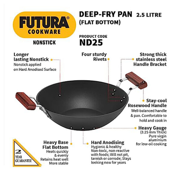 Hawkins Futura Nonstick All-Purpose Pan 2.5L, 22 Cm, 3.25 Mm With