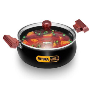 Hawkins Futura Cook N Serve Handi 3 Litre, Hard Anodised with Glass Lid