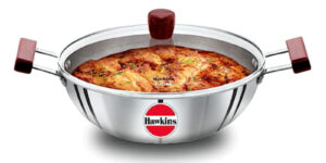 Hawkins Deep-Fry Pan / Deep Kadhai 5 Litre, Triply Stainless Steel Induction with Glass Lid