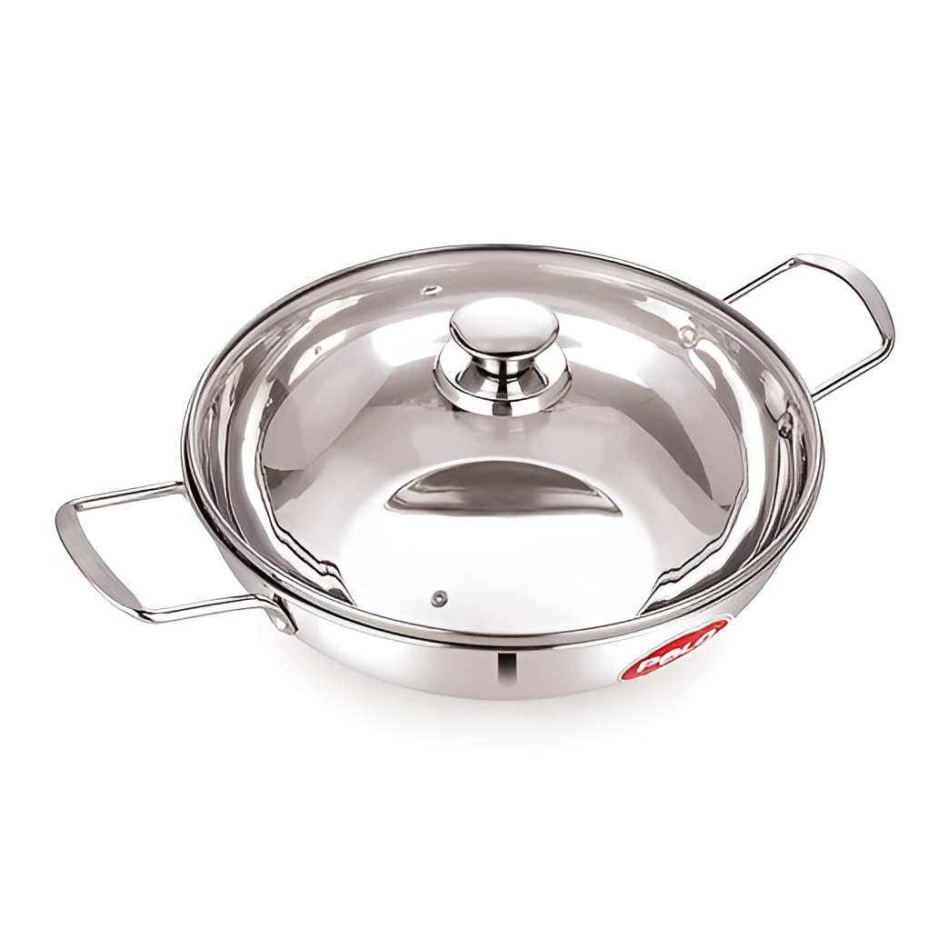POLO KADAI WITH GLASS LID STAINLESS STEEL HANDLE 20 CM - 02