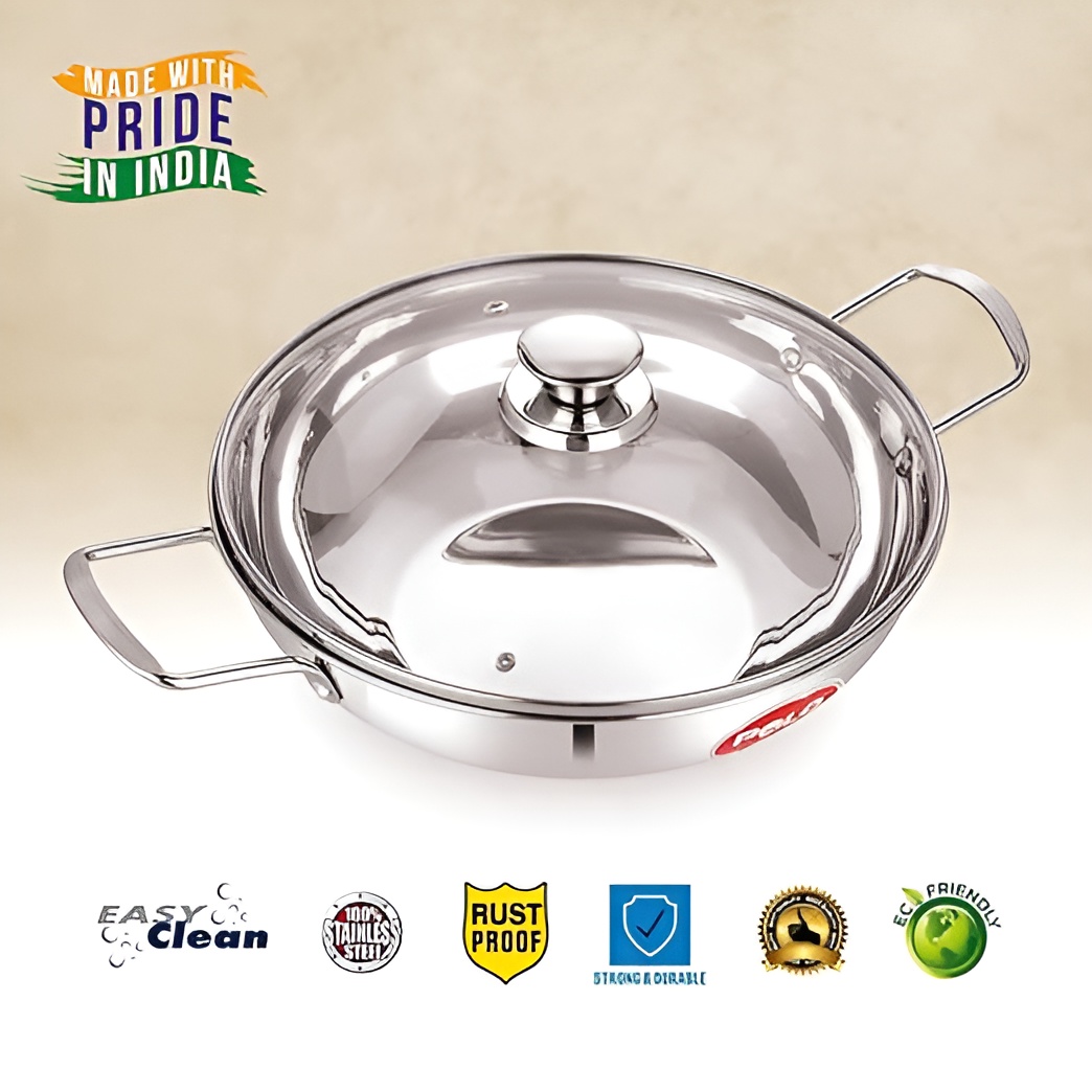 POLO KADAI WITH GLASS LID STAINLESS STEEL HANDLE 20 CM - 05
