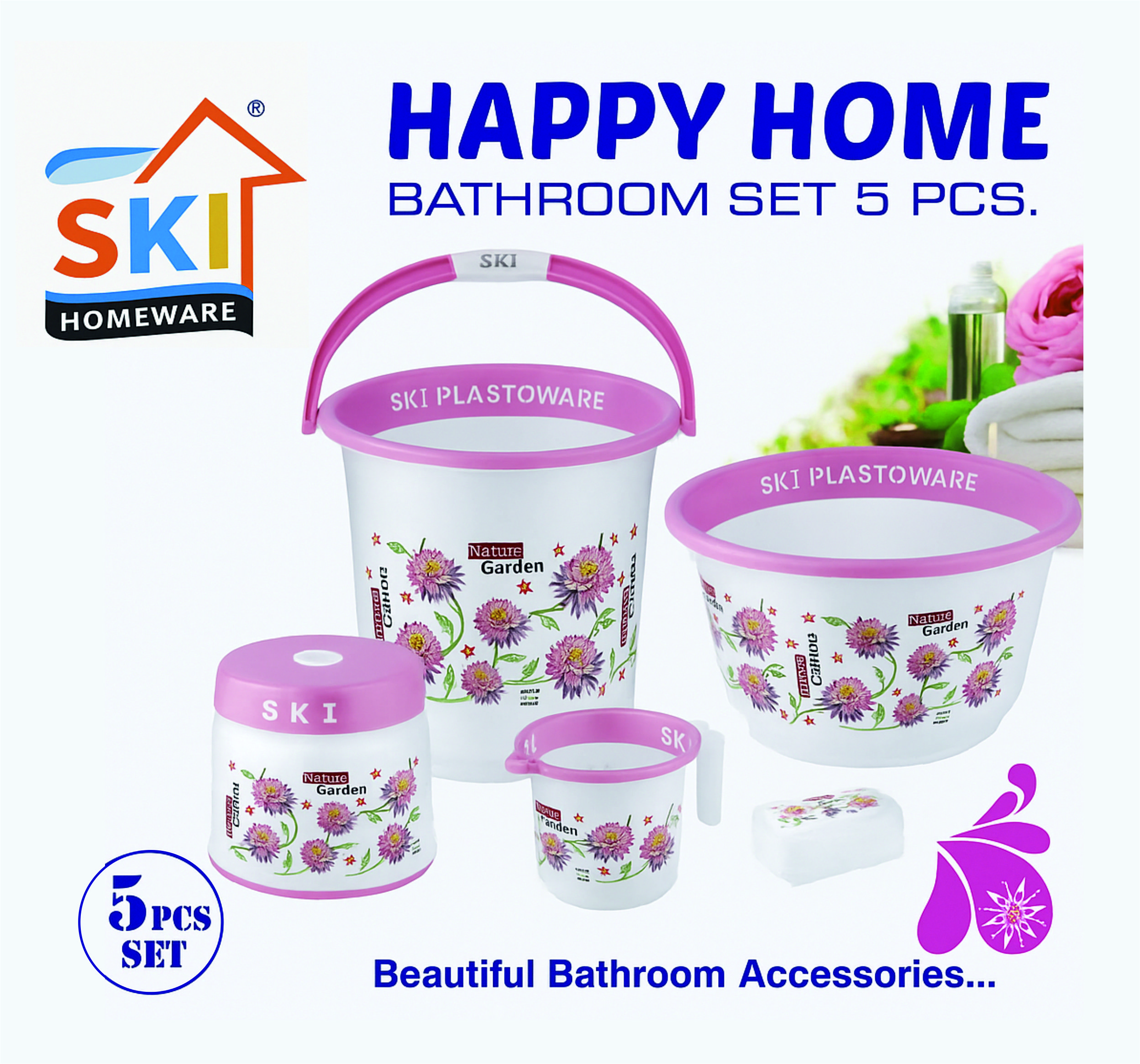 SKI Happy Home 5-Piece Bathroom Set