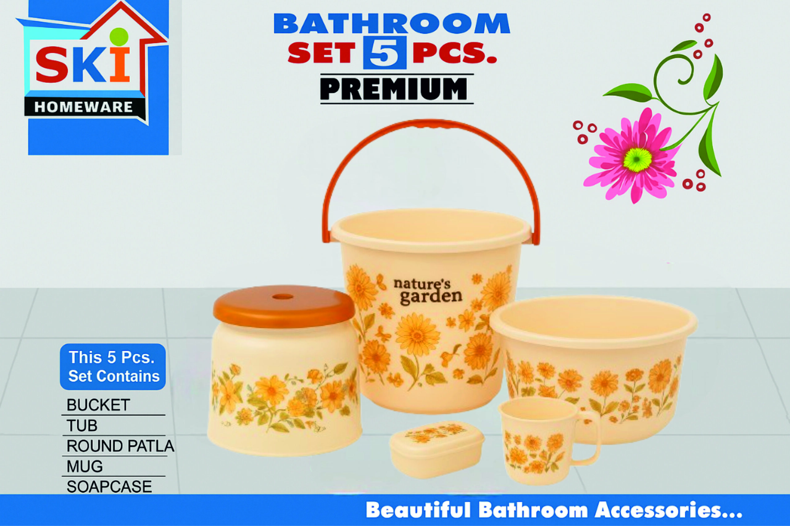 SKI Premium 5-Piece Bathroom Set