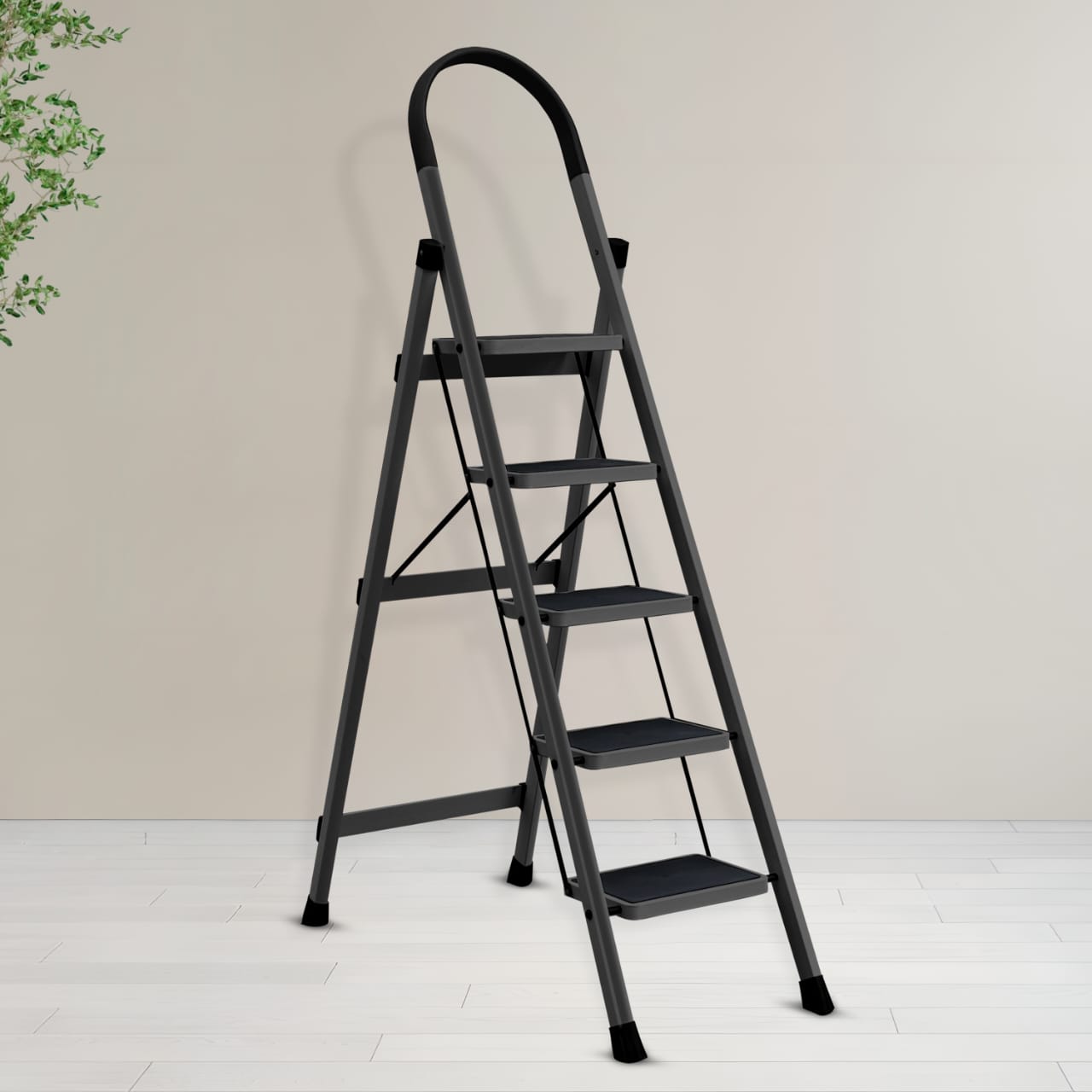All Fold 5-Step Heavy Duty Folding Ladder with Safety Hand Rail