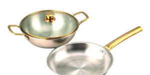 KOSMOS Premium Series Tri-Ply Kadhai & Fry Pan Set with Glass Lid