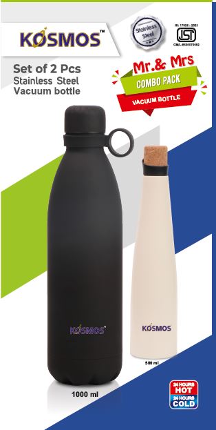 KOSMOS Mr. & Mrs. Combo Pack – Stainless Steel Vacuum Bottle Set (2 Pcs)